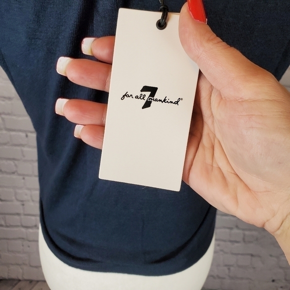 7 For All Mankind Vintage Scoop Tank Top Navy sz S - Picture 10 of 10